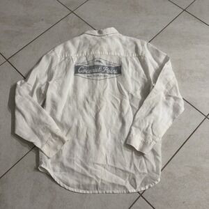 Tommy Bahama Shirt Mens M White 100% Linen Long Sleeve Button Up Cocunut Point